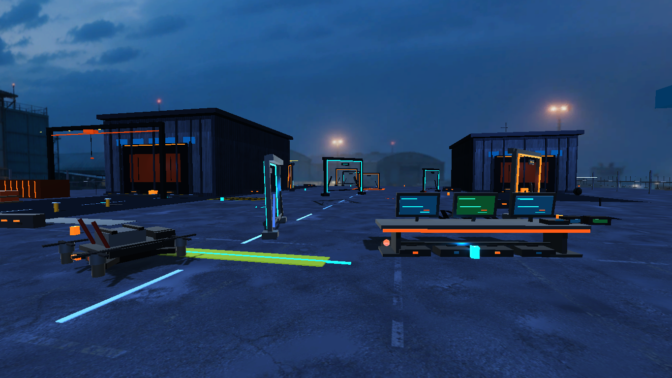 Unity oyun içinden Night Operations Yard yarış parkuru